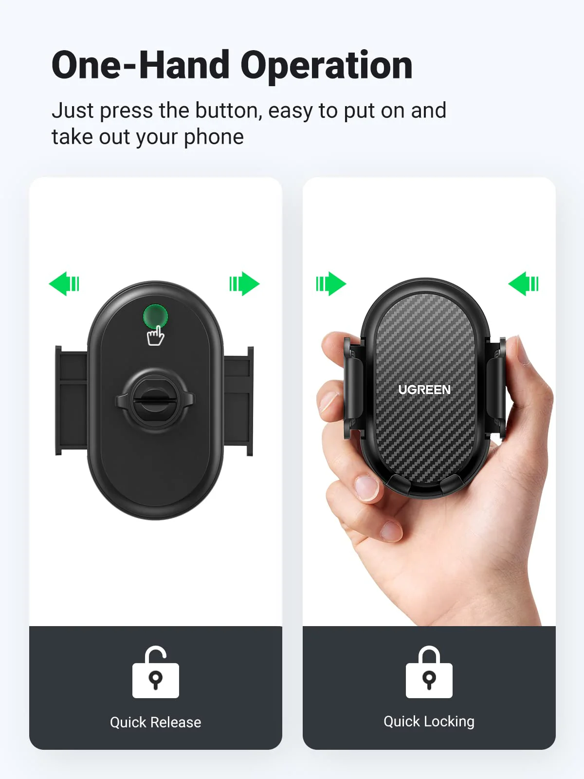 UGREEN Support Téléphone Voiture Grille Aération Porte Smartphone Voiture Ventilation Rotation 360 Degrés - Image 6