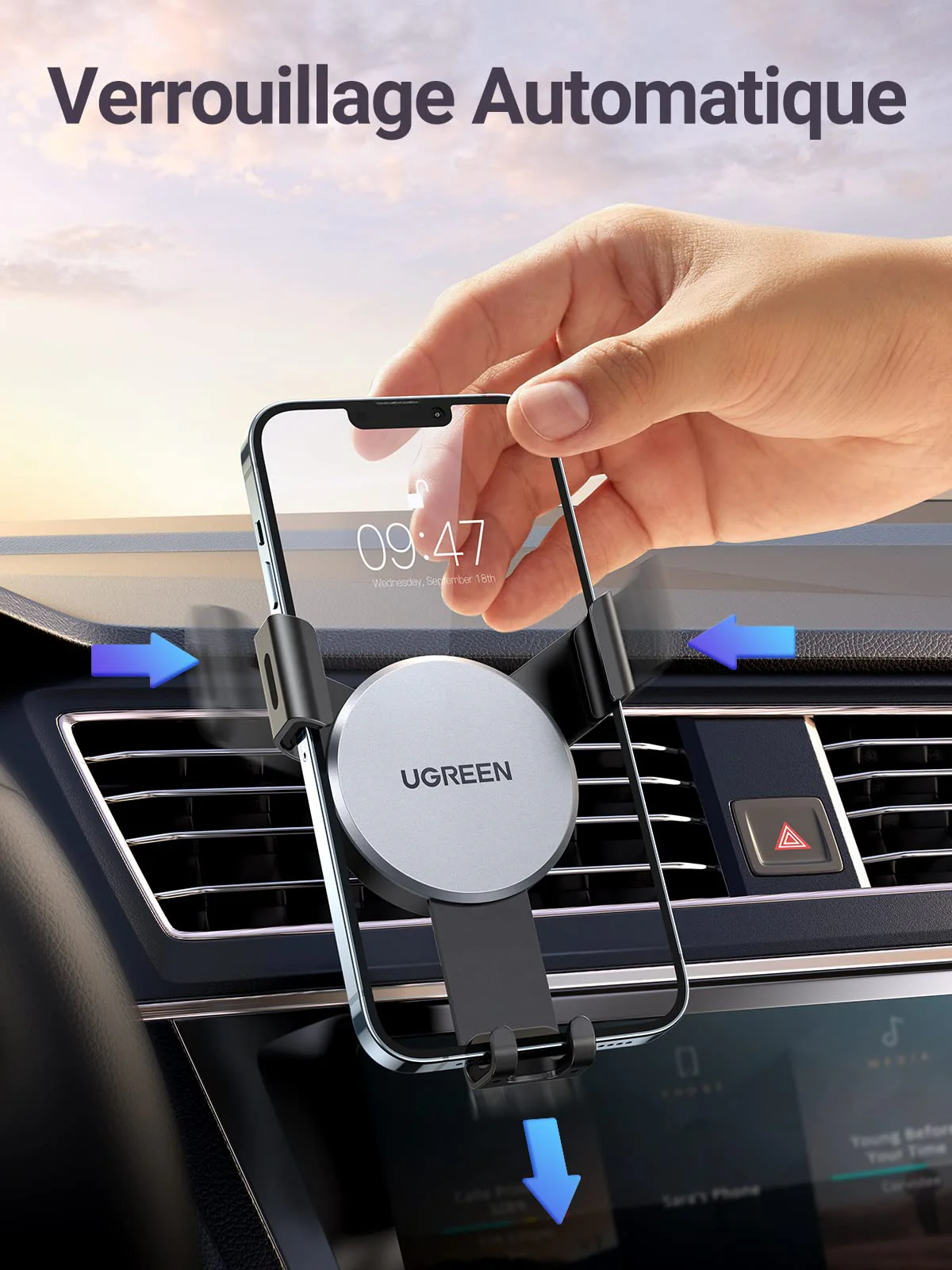 UGREEN Support Téléphone Voiture Gravité Grille Aération - Image 2