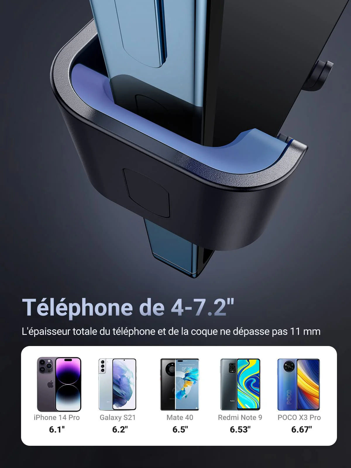 UGREEN Support Téléphone Voiture Gravité Grille Aération - Image 6
