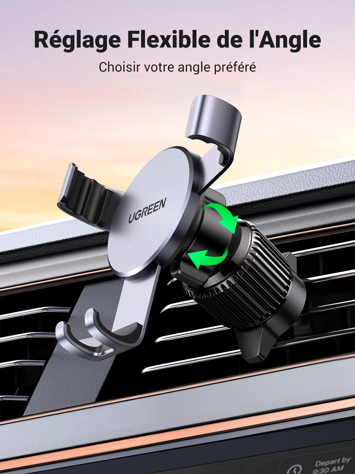 UGREEN Support Téléphone Voiture Gravité Grille Aération Porte Portable Smartphone Voiture (Gris) - Image 3