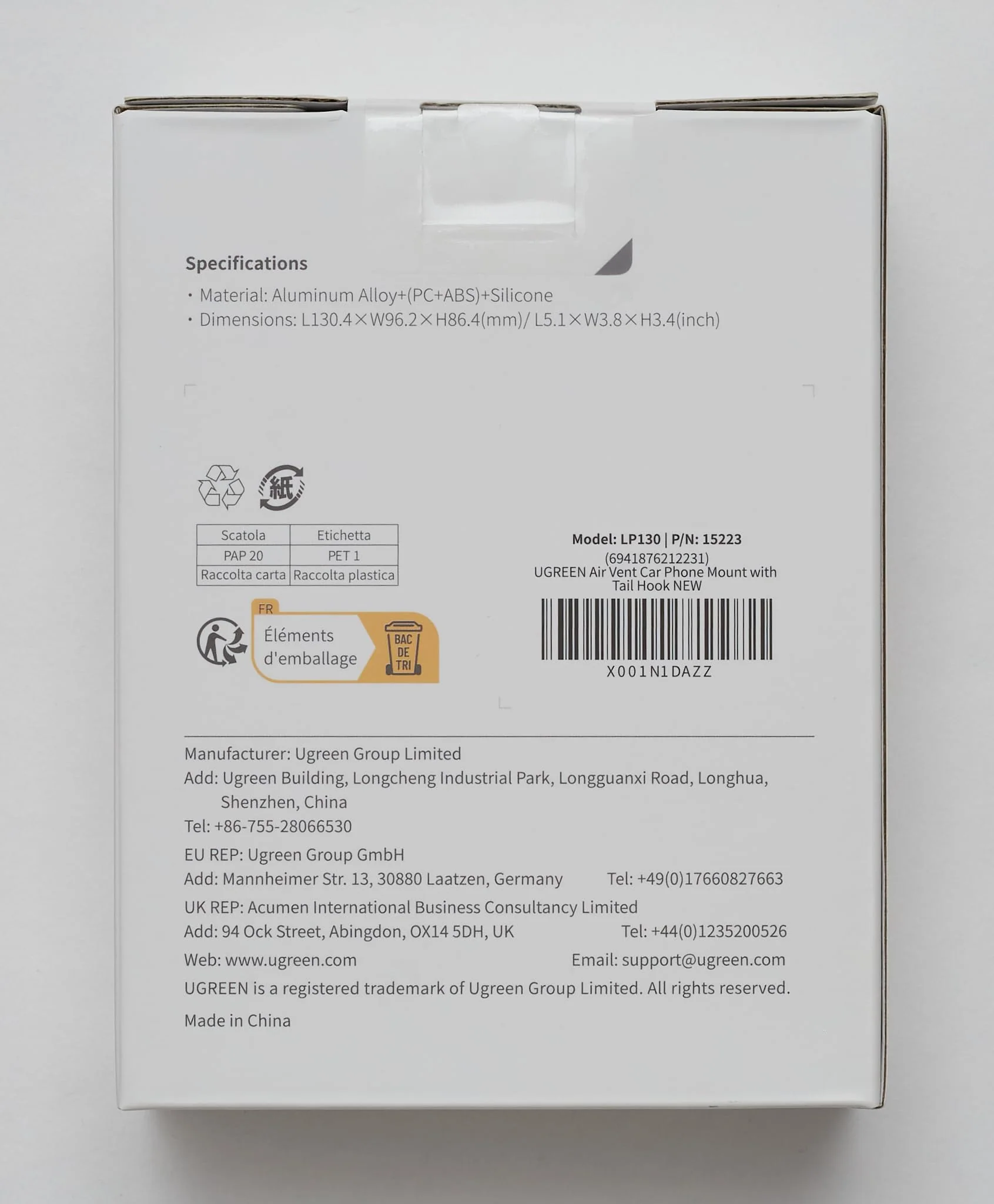 UGREEN Support Téléphone Voiture Gravité Grille Aération Porte Portable Smartphone Voiture (Gris) - Image 9