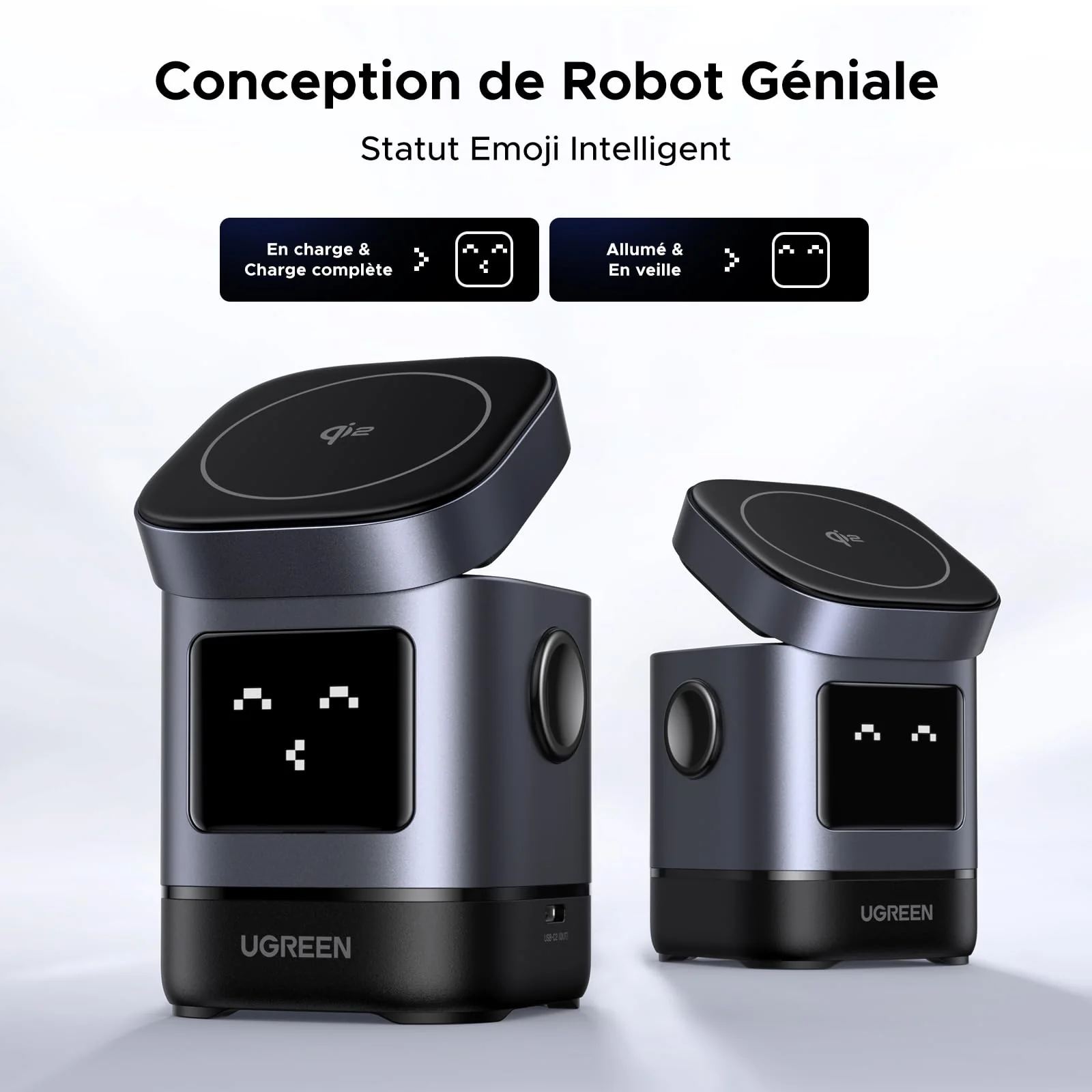 UGREEN Uno Qi2 Chargeur Induction iPhone 2 en 1 Certifié 15W Compatible avec MagSafe - Image 4