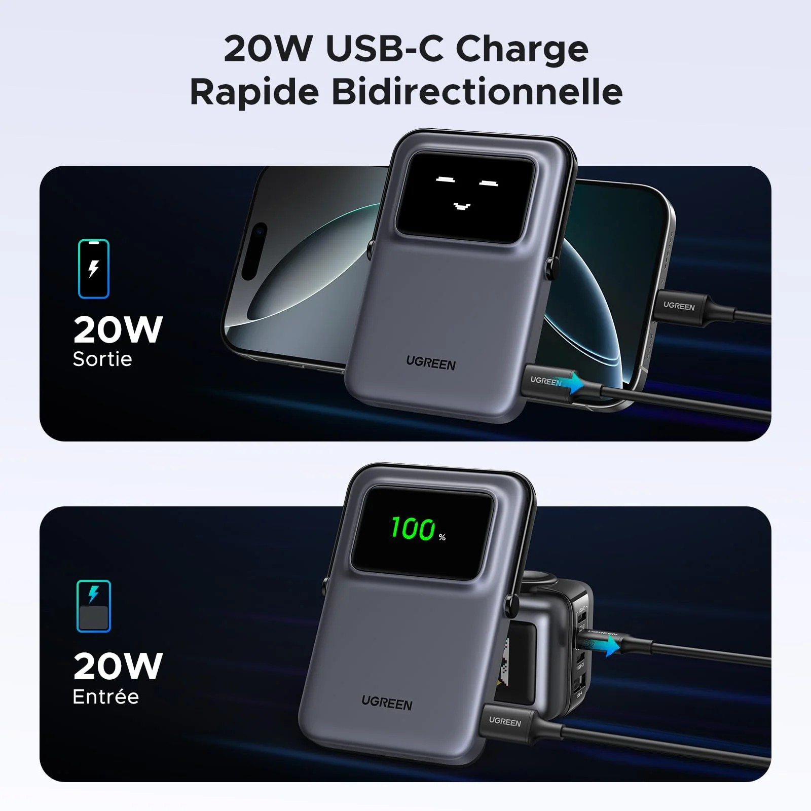 UGREEN Uno Batterie Externe Magnétique sans Fil 5000mAh 7.5W - Image 3