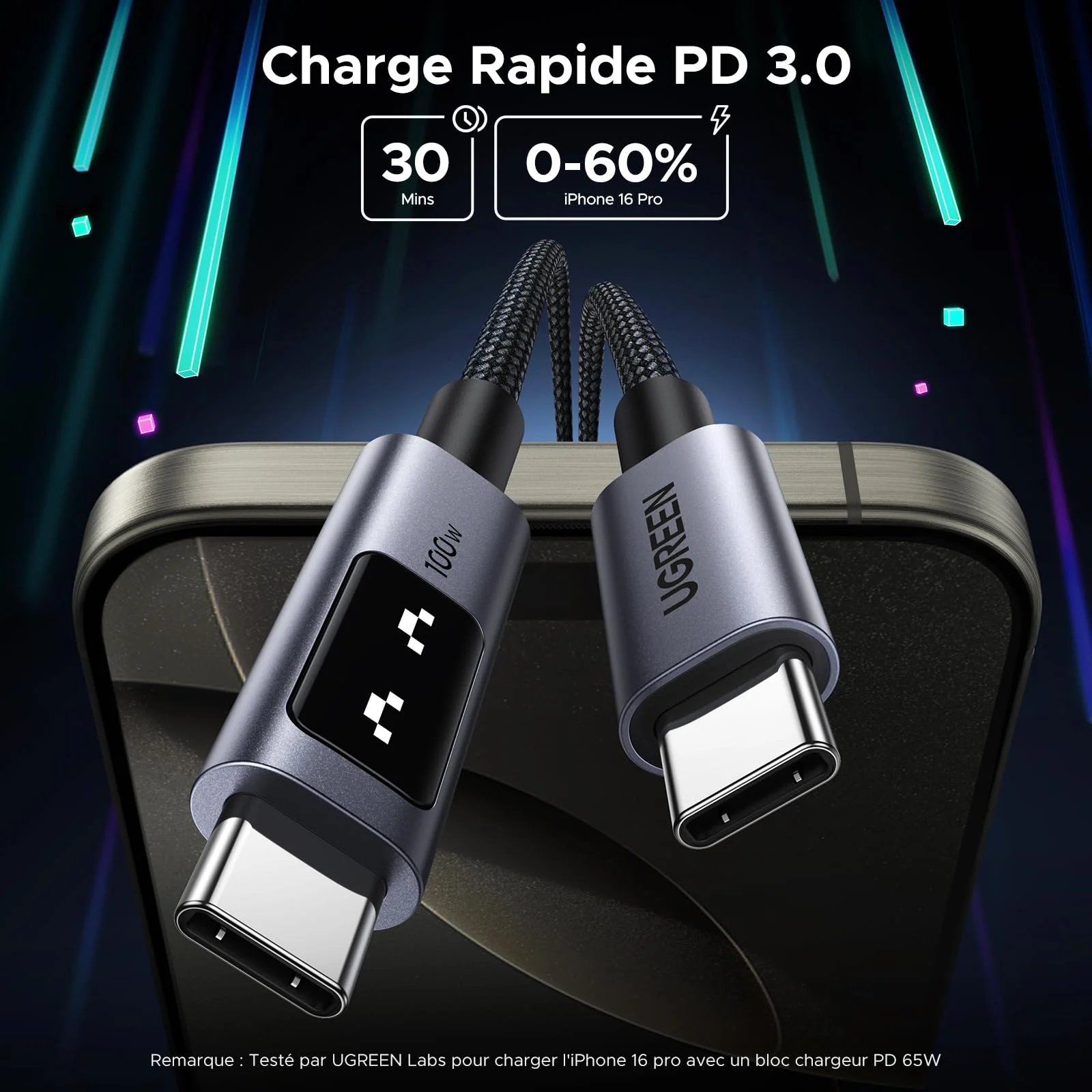 UGREEN Uno Câble USB C vers USB C 100W - Image 3