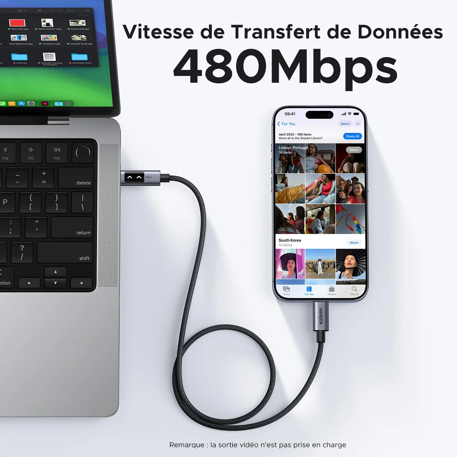 UGREEN Uno Câble USB C vers USB C 100W - Image 5