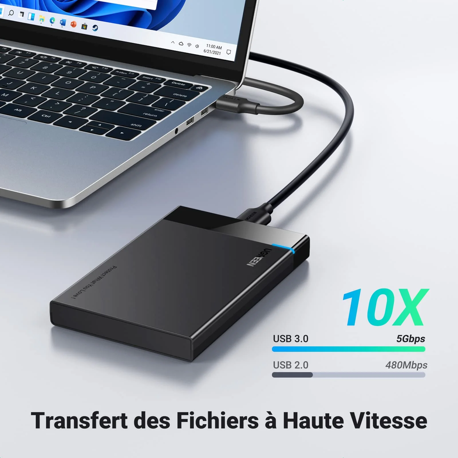 UGREEN USB 3.0 Boîtier Externe pour Disque Dur 2,5 Pouces SATA III II I HDD SSD - Image 2