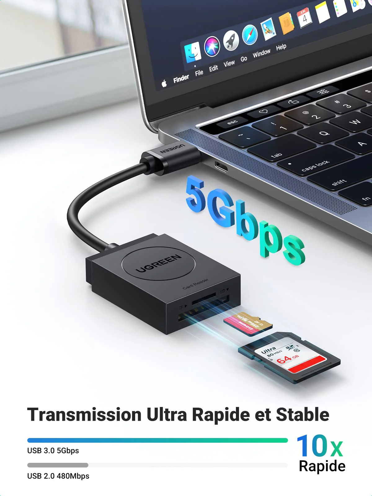 UGREEN USB 3.0 Lecteur de Carte SD Micro SD Adaptateur - Image 2