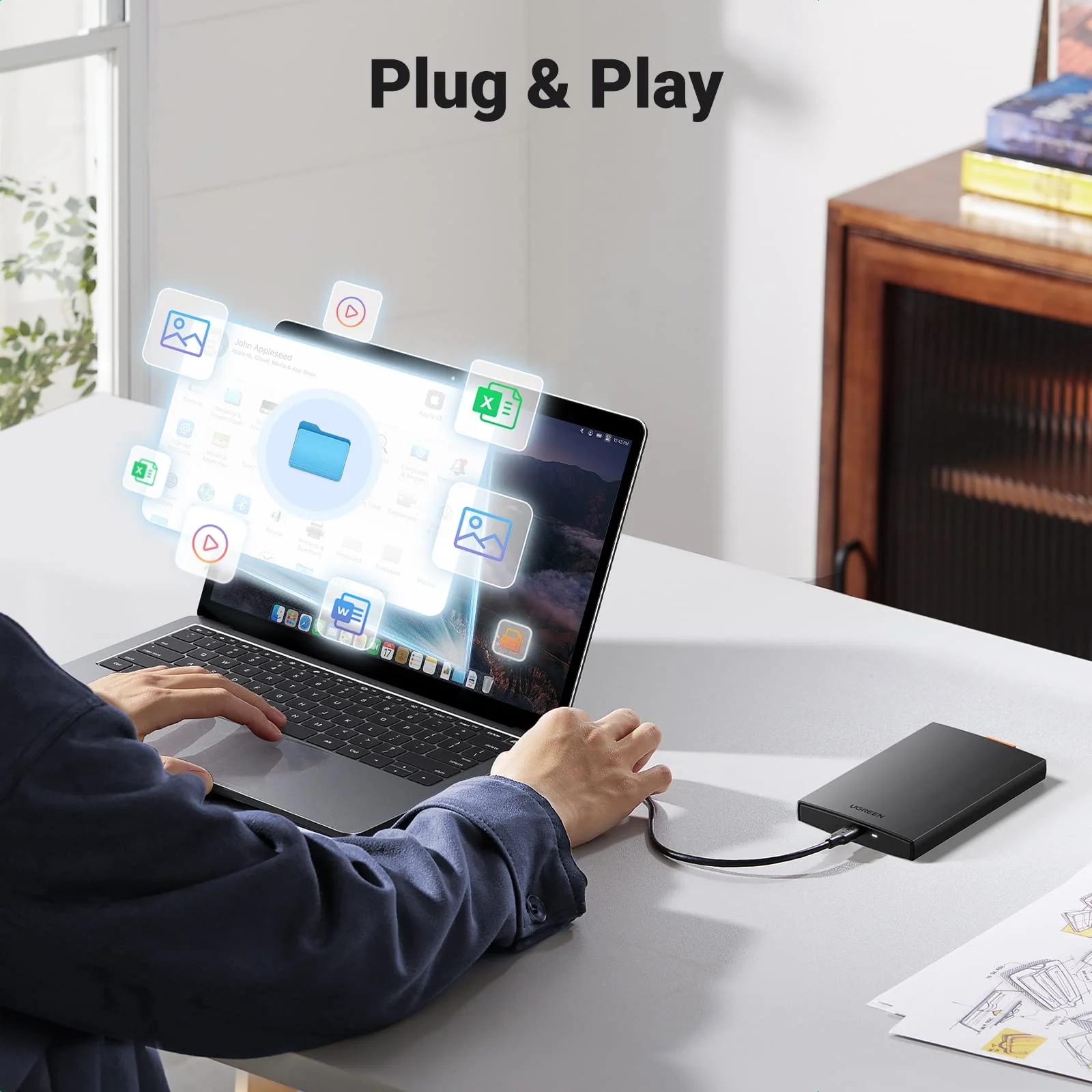 UGREEN USB C 3.1 Gen 2 Boîtier Disque Dur Externe 2,5 Pouces SATA III II I HDD SSD - Image 6