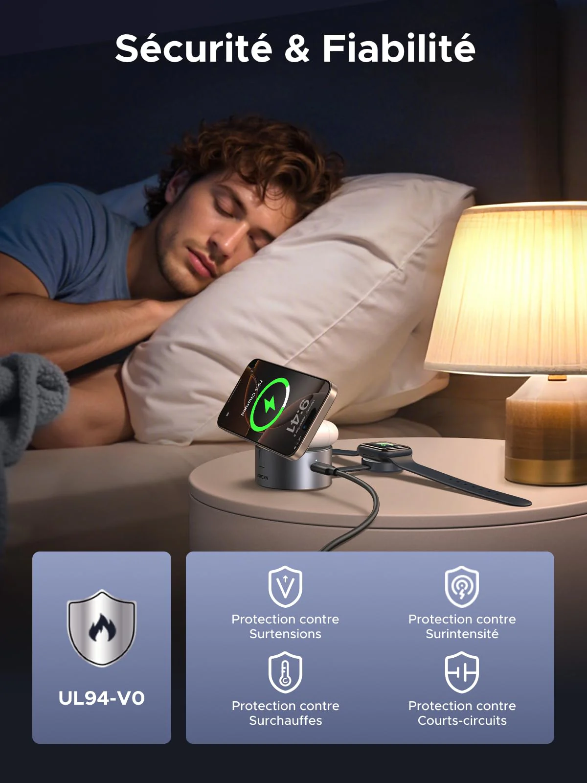 UGREEN UNO Chargeur Sans Fil Magnétique 3-en-1 25 W (Compatible MagSafe) - Image 7